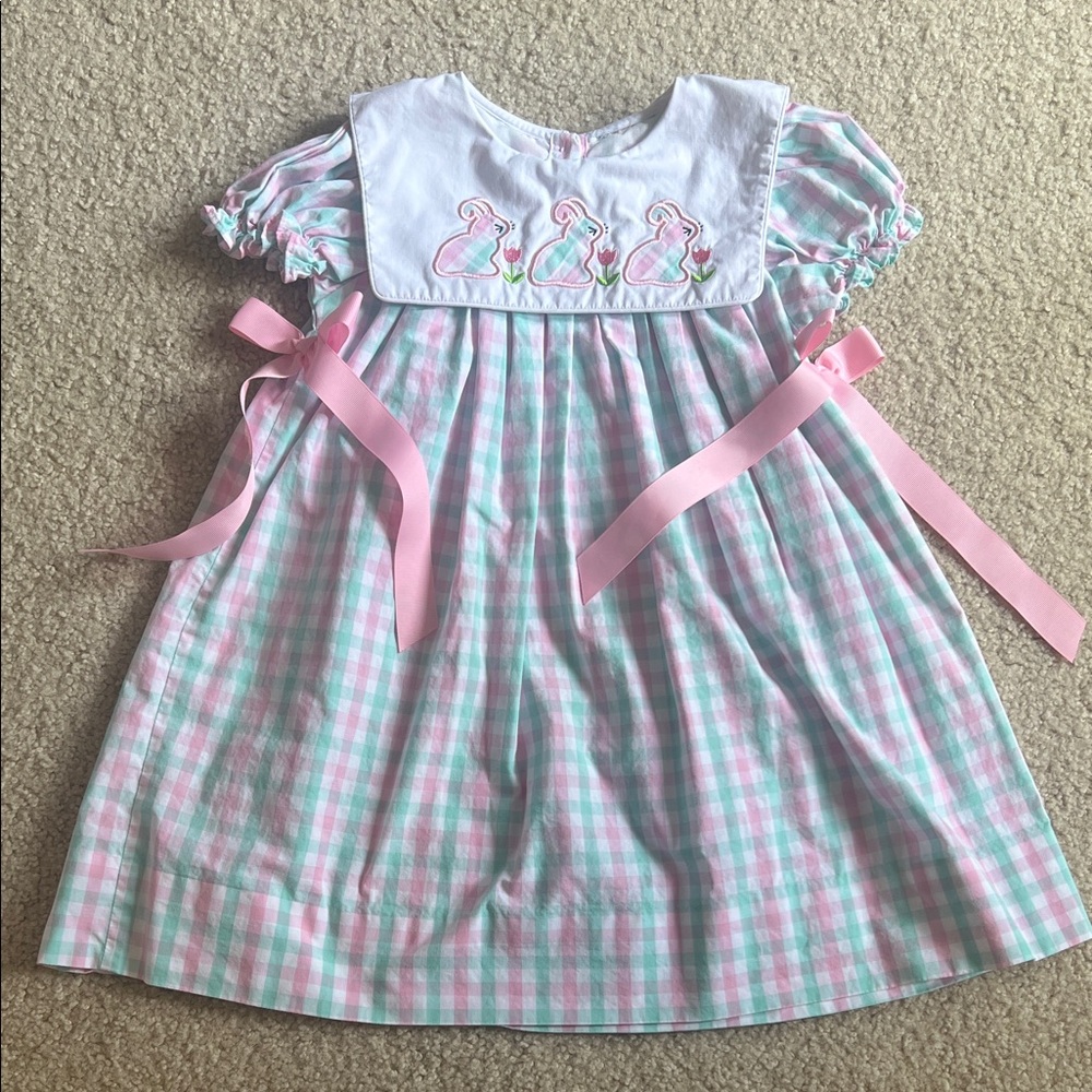 Cecil and Lou Pastel Bunny Dress with Appliqué Details EUC 6